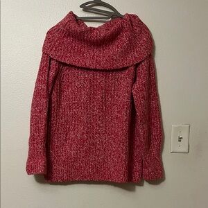 Women's Red Cowl Neck Sweater